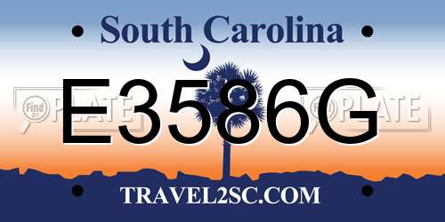 E3586G South Carolina License Plate