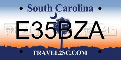 E35BZA South Carolina License Plate