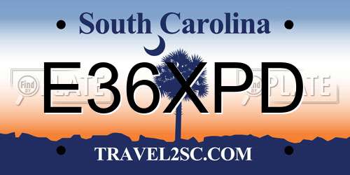 E36XPD South Carolina License Plate