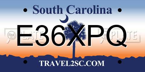 E36XPQ South Carolina License Plate