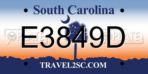 E3849D South Carolina License Plate