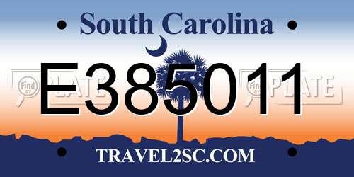 E385011 South Carolina License Plate