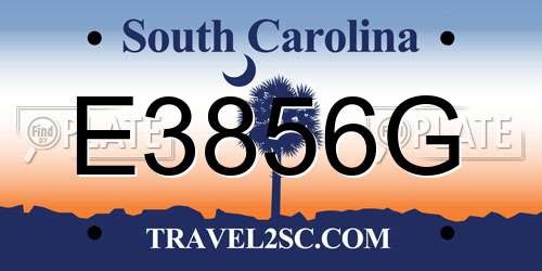 E3856G South Carolina License Plate