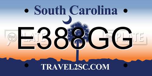 E388GG South Carolina License Plate