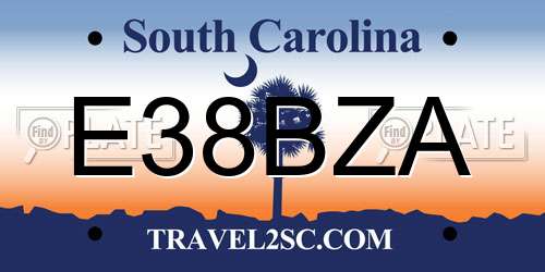 E38BZA South Carolina License Plate