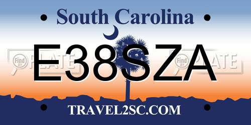 E38SZA South Carolina License Plate