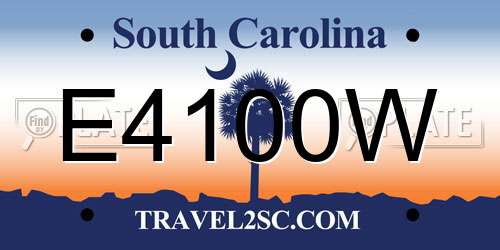E4100W South Carolina License Plate