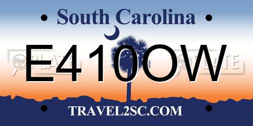 E410OW South Carolina License Plate