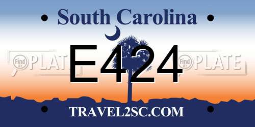 E424 South Carolina License Plate