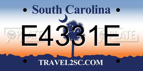 E4331E South Carolina License Plate