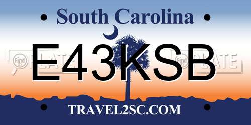 E43KSB South Carolina License Plate