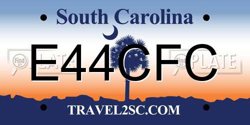 E44CFC South Carolina License Plate