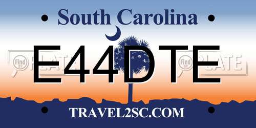 E44DTE South Carolina License Plate