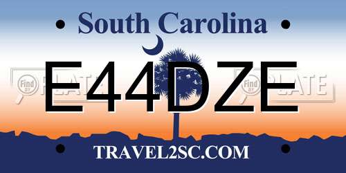 E44DZE South Carolina License Plate
