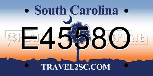 E4558O South Carolina License Plate