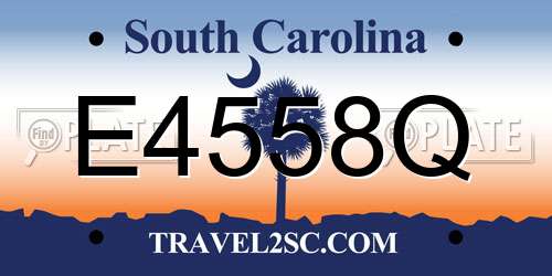 E4558Q South Carolina License Plate