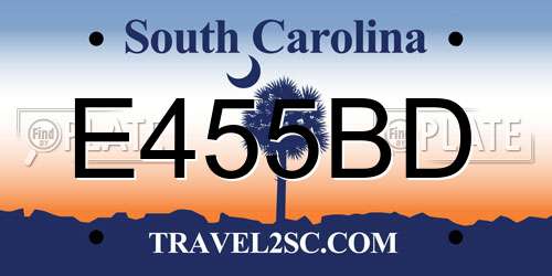 E455BD South Carolina License Plate