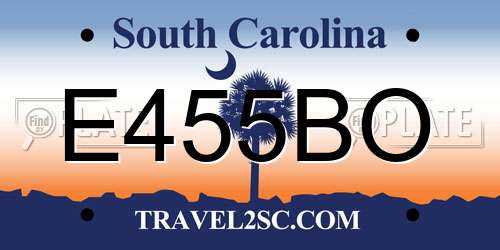 E455BO South Carolina License Plate