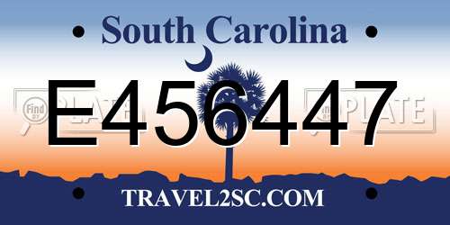 E456447 South Carolina License Plate
