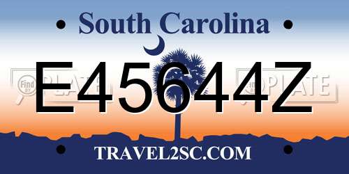 E45644Z South Carolina License Plate