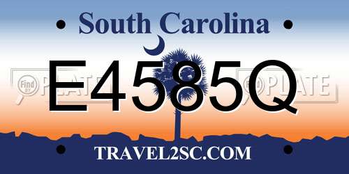 E4585Q South Carolina License Plate