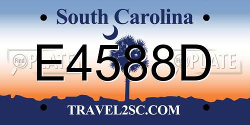 E4588D South Carolina License Plate
