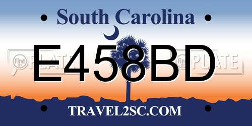 E458BD South Carolina License Plate