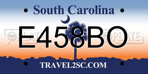 E458BO South Carolina License Plate