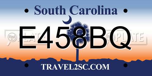 E458BQ South Carolina License Plate