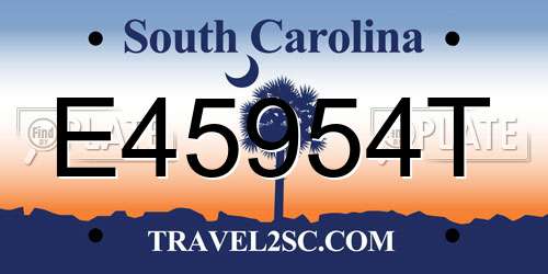 E45954T South Carolina License Plate