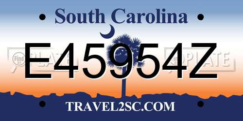 E45954Z South Carolina License Plate