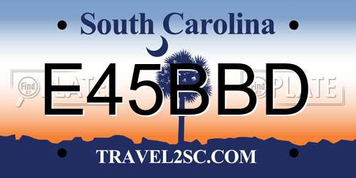 E45BBD South Carolina License Plate