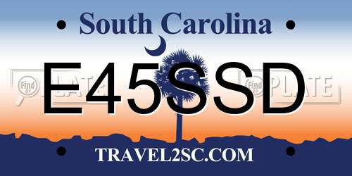 E45SSD South Carolina License Plate