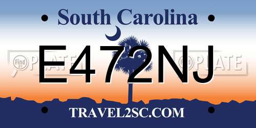E472NJ South Carolina License Plate