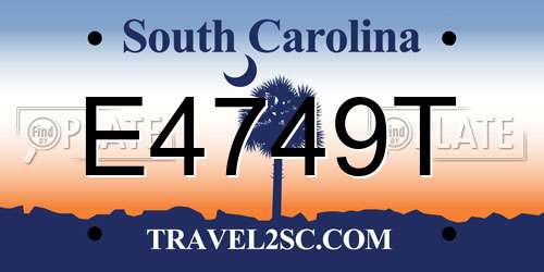 E4749T South Carolina License Plate
