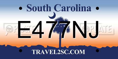 E477NJ South Carolina License Plate