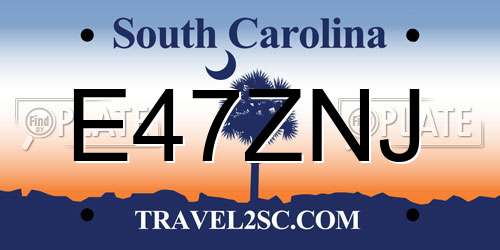E47ZNJ South Carolina License Plate