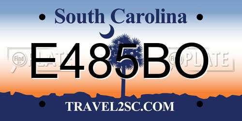 E485BO South Carolina License Plate