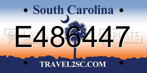 E486447 South Carolina License Plate