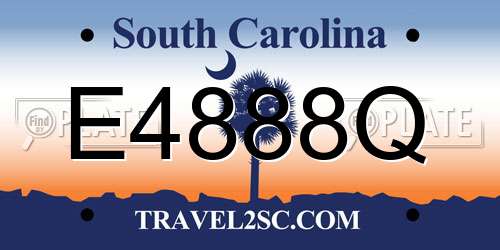 E4888Q South Carolina License Plate