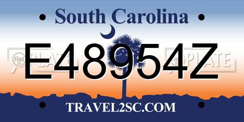 E48954Z South Carolina License Plate