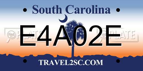 E4A02E South Carolina License Plate