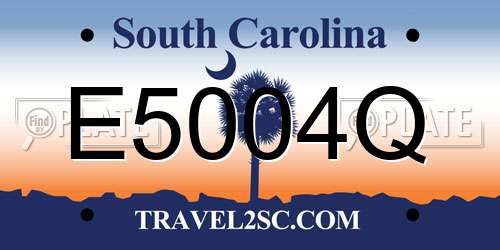 E5004Q South Carolina License Plate