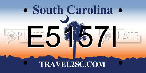 E5157I South Carolina License Plate