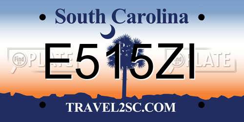 E515ZI South Carolina License Plate
