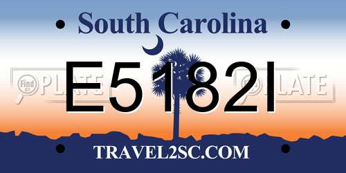 E5182I South Carolina License Plate
