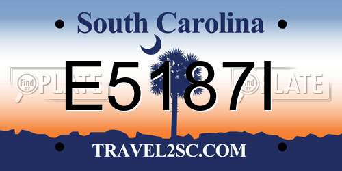E5187I South Carolina License Plate