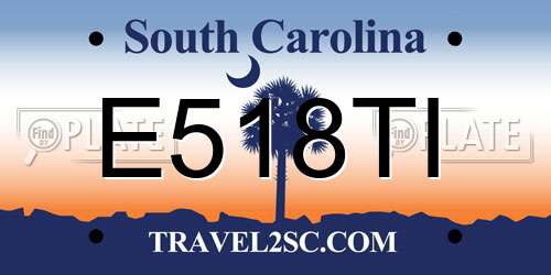E518TI South Carolina License Plate