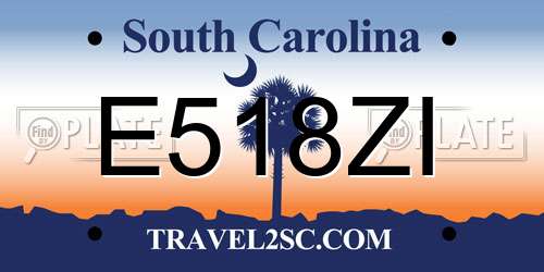 E518ZI South Carolina License Plate