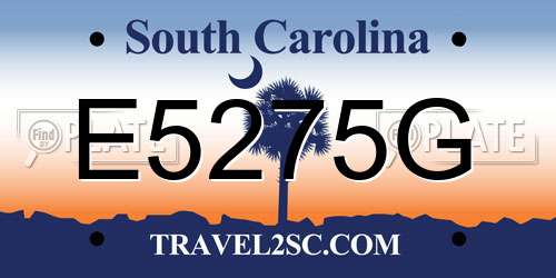 E5275G South Carolina License Plate